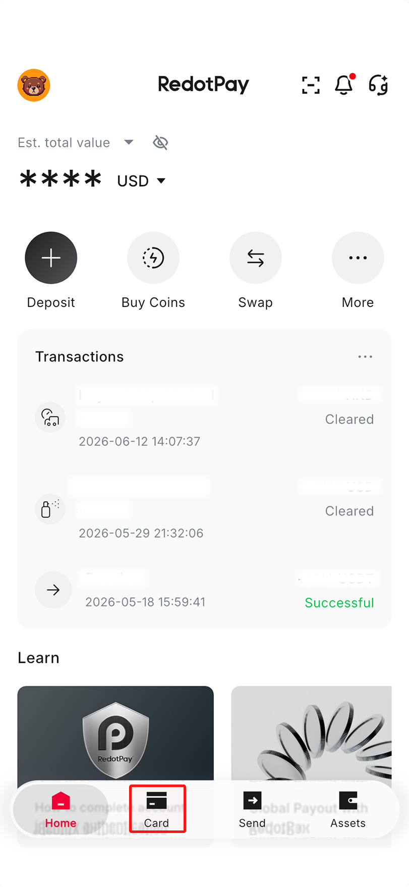 Apply for virtual card